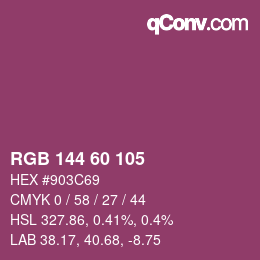 颜色代码: RGB 144 60 105 | qconv.com