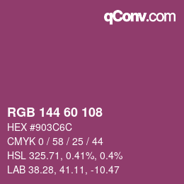 颜色代码: RGB 144 60 108 | qconv.com