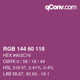 颜色代码: RGB 144 60 118 | qconv.com