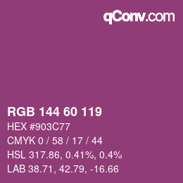 颜色代码: RGB 144 60 119 | qconv.com