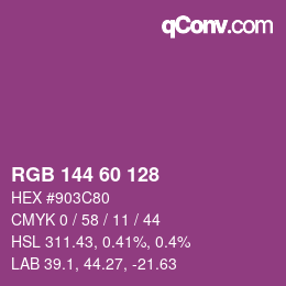 颜色代码: RGB 144 60 128 | qconv.com