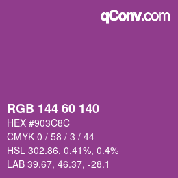 Color code: RGB 144 60 140 | qconv.com
