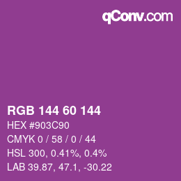 颜色代码: RGB 144 60 144 | qconv.com