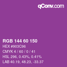 颜色代码: RGB 144 60 150 | qconv.com