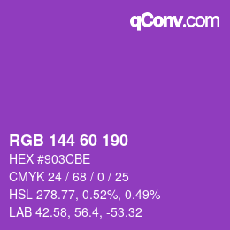 Color code: RGB 144 60 190 | qconv.com