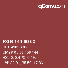 颜色代码: RGB 144 60 60 | qconv.com