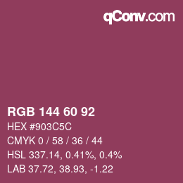 颜色代码: RGB 144 60 92 | qconv.com