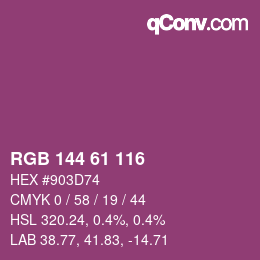 颜色代码: RGB 144 61 116 | qconv.com