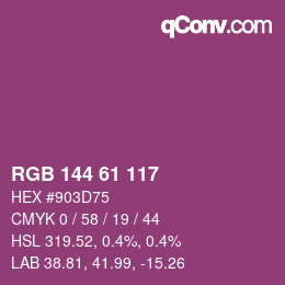 Color code: RGB 144 61 117 | qconv.com