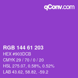 カラーコード: RGB 144 61 203 | qconv.com