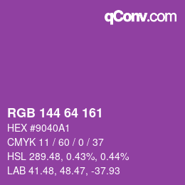 Color code: RGB 144 64 161 | qconv.com