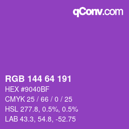 颜色代码: RGB 144 64 191 | qconv.com