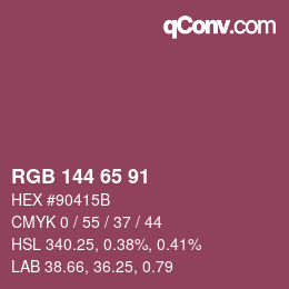 颜色代码: RGB 144 65 91 | qconv.com