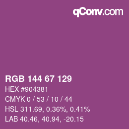 Color code: RGB 144 67 129 | qconv.com