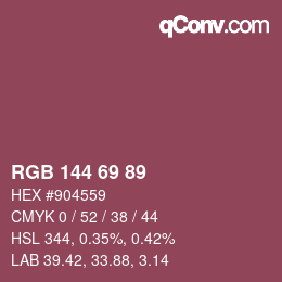 Color code: RGB 144 69 89 | qconv.com