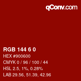 Color code: RGB 144 6 0 | qconv.com