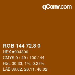 カラーコード: RGB 144 72.8 0 | qconv.com