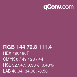 カラーコード: RGB 144 72.8 111.4 | qconv.com