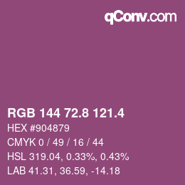 カラーコード: RGB 144 72.8 121.4 | qconv.com