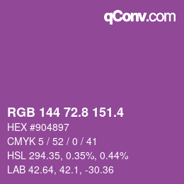カラーコード: RGB 144 72.8 151.4 | qconv.com