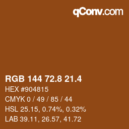 カラーコード: RGB 144 72.8 21.4 | qconv.com