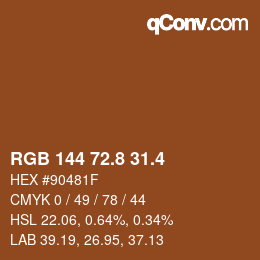 カラーコード: RGB 144 72.8 31.4 | qconv.com