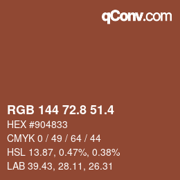 カラーコード: RGB 144 72.8 51.4 | qconv.com