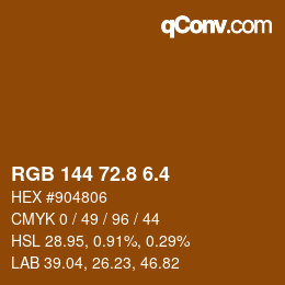 カラーコード: RGB 144 72.8 6.4 | qconv.com