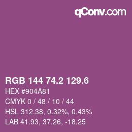 カラーコード: RGB 144 74.2 129.6 | qconv.com