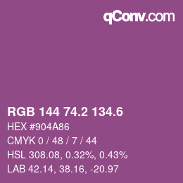 カラーコード: RGB 144 74.2 134.6 | qconv.com