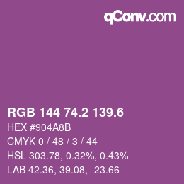 カラーコード: RGB 144 74.2 139.6 | qconv.com