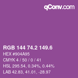 カラーコード: RGB 144 74.2 149.6 | qconv.com