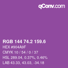 カラーコード: RGB 144 74.2 159.6 | qconv.com