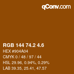 カラーコード: RGB 144 74.2 4.6 | qconv.com