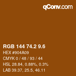 カラーコード: RGB 144 74.2 9.6 | qconv.com