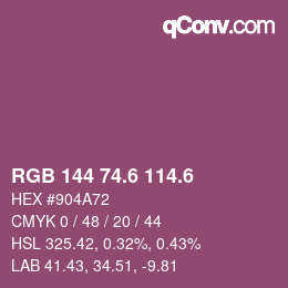 カラーコード: RGB 144 74.6 114.6 | qconv.com