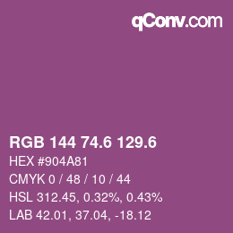 カラーコード: RGB 144 74.6 129.6 | qconv.com