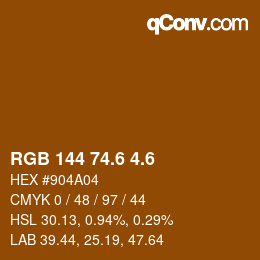 カラーコード: RGB 144 74.6 4.6 | qconv.com