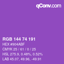 Farbcode: RGB 144 74 191 | qconv.com