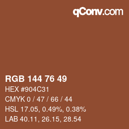 Color code: RGB 144 76 49 | qconv.com