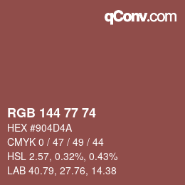 Color code: RGB 144 77 74 | qconv.com