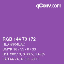 颜色代码: RGB 144 78 172 | qconv.com