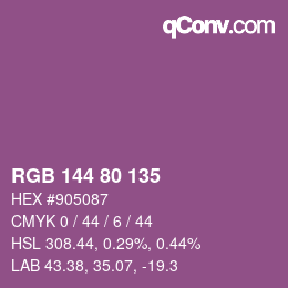 颜色代码: RGB 144 80 135 | qconv.com