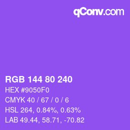 Color code: RGB 144 80 240 | qconv.com