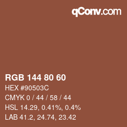 Farbcode: RGB 144 80 60 | qconv.com