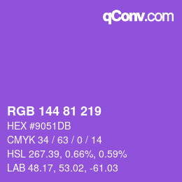 カラーコード: RGB 144 81 219 | qconv.com