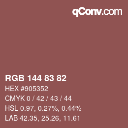 カラーコード: RGB 144 83 82 | qconv.com