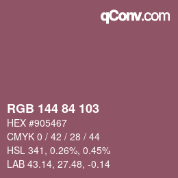 Color code: RGB 144 84 103 | qconv.com