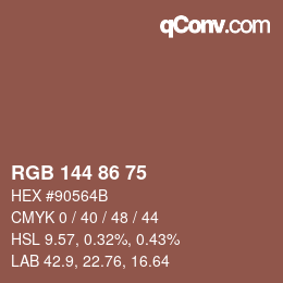Farbcode: RGB 144 86 75 | qconv.com