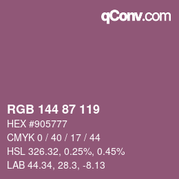 カラーコード: RGB 144 87 119 | qconv.com
